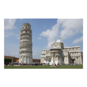 Italië, Pisa. Scheve Toren van Pisa en Foto Afdruk