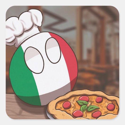 Italië Polandball Schattige Kawaii Kerstcadeau Hap Vierkante Sticker (Voorkant)