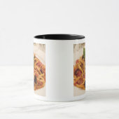 Italië, Positano. Bord van deegwaren en aubergines Mok (Midden)