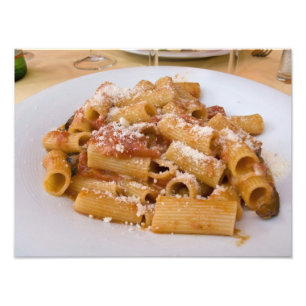 Italië, Positano. Displaybord van rigatoni. Foto Afdruk