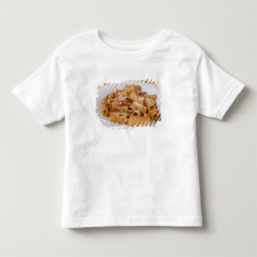 Italië, Positano. Displayplaat van rigatoni. Kinder Shirts (Voorkant)