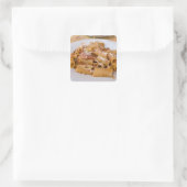 Italië, Positano. Displayplaat van rigatoni. Vierkante Sticker (Tas)