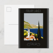 Italië Poster van het Italiaanse meer van Retro Vi Briefkaart (Voorkant / Achterkant)