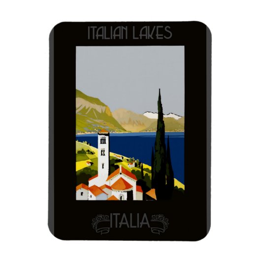 Italië Poster van het Italiaanse meer van Retro Vi Magneet (Verticaal)