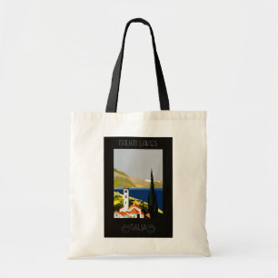 Italië Poster van het Italiaanse meer van Retro Vi Tote Bag