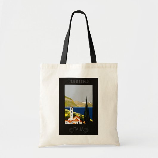 Italië Poster van het Italiaanse meer van Retro Vi Tote Bag (Voorkant)