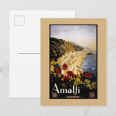 Italië Poster voor reizen langs de kust van Amalfi Briefkaart (Voorkant / Achterkant)