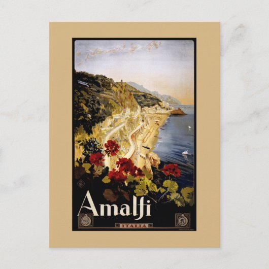 Italië Poster voor reizen langs de kust van Amalfi Briefkaart (Voorkant)