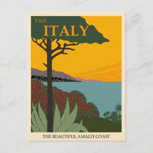 Italië Poster voor reizen langs de kust van Amalfi Briefkaart