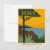 Italië Poster voor reizen langs de kust van Amalfi Briefkaart (Voorkant / Achterkant)