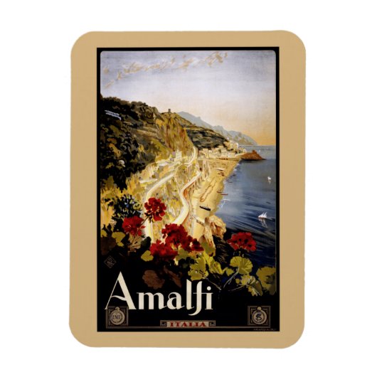 Italië Poster voor reizen langs de kust van Amalfi Magneet (Verticaal)