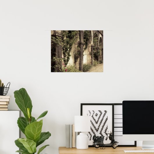 Italië, provincie Brescia, Gardone Riviera. Tuin Poster (Thuiskantoor)