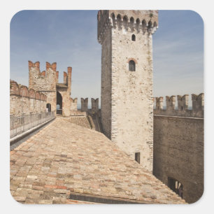 Italië, provincie Brescia, Sirmione. Castello 4 Vierkante Sticker