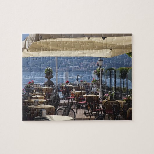 Italië, provincie Como, Bellagio. Cafe aan het mee Legpuzzel (Horizontaal)
