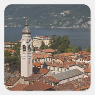 Italië, Provincie Como, Menaggio. Gezicht op stad Vierkante Sticker