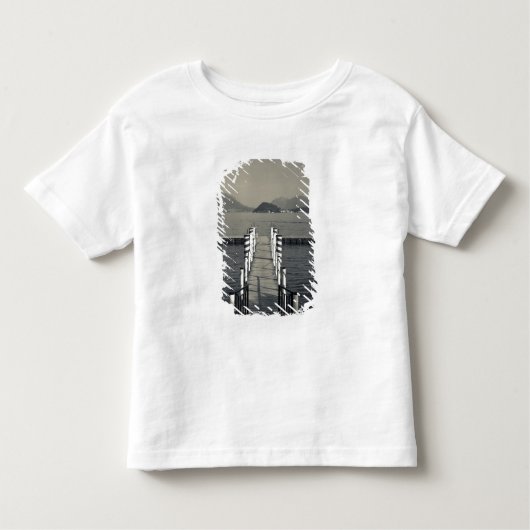 Italië, provincie Como, Tremezzo. Meer pier. Kinder Shirts (Voorkant)