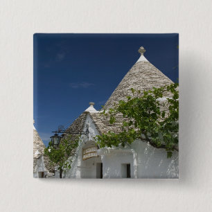 Italië, Puglia, Alberobello, Terra dei Trulli, 2 Vierkante Button 5,1 Cm