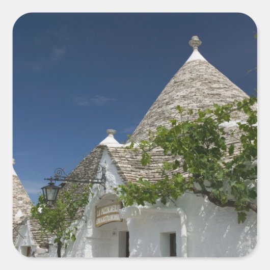 Italië, Puglia, Alberobello, Terra dei Trulli, 2 Vierkante Sticker (Voorkant)