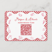 Italië Red Checkered Honeymoon Fund QR Code Kaarte Informatiekaartje (Voorkant)
