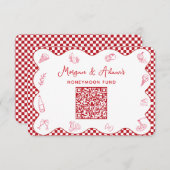 Italië Red Checkered Honeymoon Fund QR Code Kaarte Informatiekaartje (Voorkant / Achterkant)