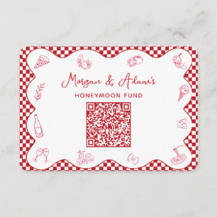 Italië Red Checkered Honeymoon Fund QR Code Kaarte Informatiekaartje