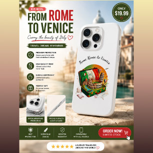 Italië Reis Landmarks iPhone Hoesje   Rome Venetië 15 Pro Case