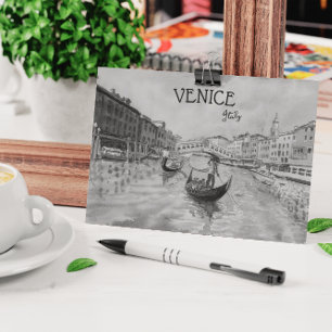 Italië Reis - VENICE zwart-witte souvenir Pos Feestdagenkaart