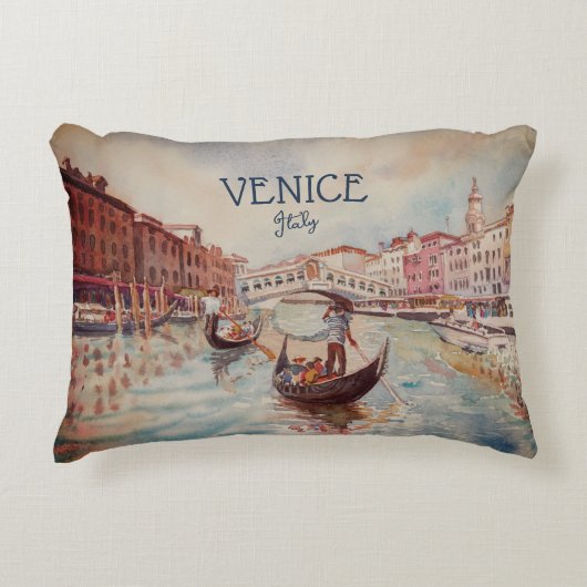 Italië Reis - waterverf VENICE souvenir Accent Kussen (Voorkant)