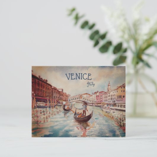 Italië Reis - waterverf VENICE souvenir Briefkaart (Staand voorkant)