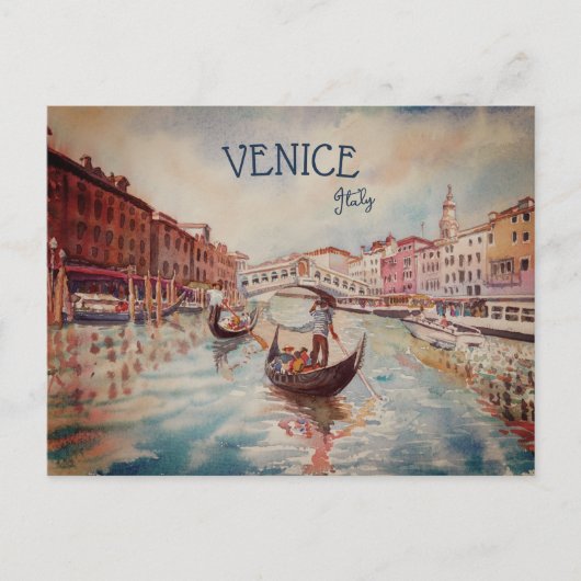 Italië Reis - waterverf VENICE souvenir Briefkaart (Voorkant)