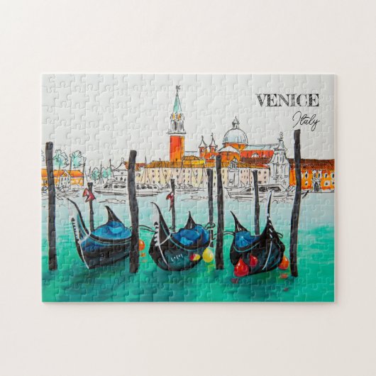 Italië Reis - waterverf VENICE souvenir Legpuzzel (Horizontaal)