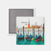 Italië Reis - waterverf VENICE souvenir Magneet (Voorkant / Achterkant)