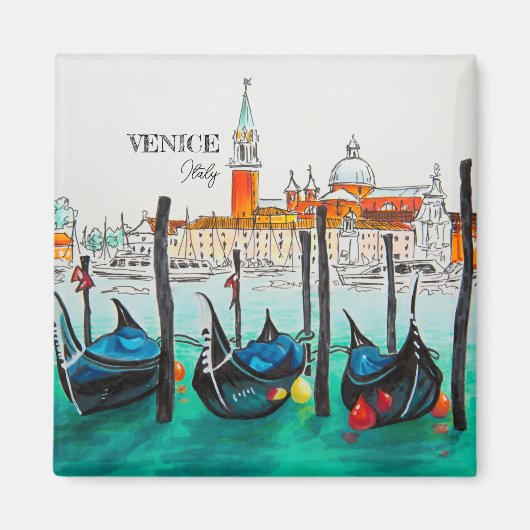Italië Reis - waterverf VENICE souvenir Magneet (Voorkant)