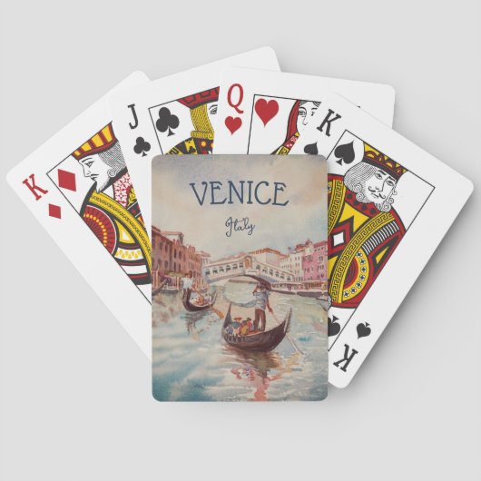 Italië Reis - waterverf VENICE souvenir Pokerkaarten (Achterkant)