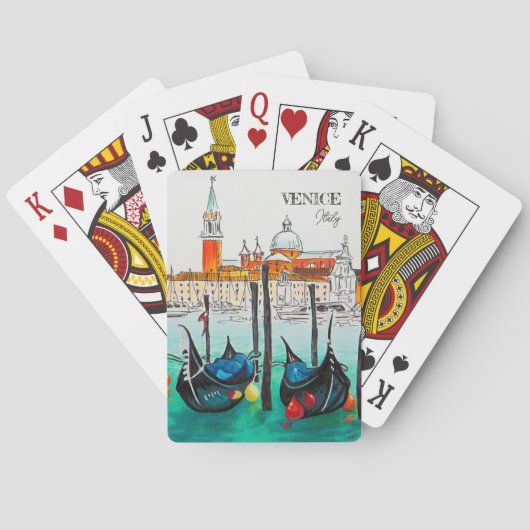 Italië Reis - waterverf VENICE souvenir Pokerkaarten (Achterkant)