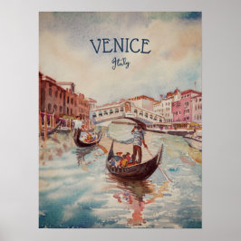 Italië Reis - waterverf VENICE souvenir Poster