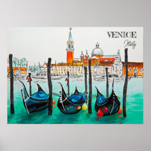 Italië Reis - waterverf VENICE souvenir Poster