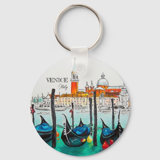 Italië Reis - waterverf VENICE souvenir Sleutelhanger (Voorkant)