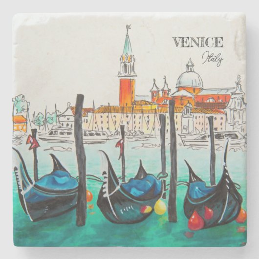 Italië Reis - waterverf VENICE souvenir Stenen Onderzetter (Voorkant)