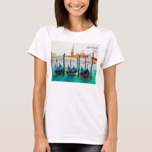 Italië Reis - waterverf VENICE souvenir T-shirt (Voorkant)