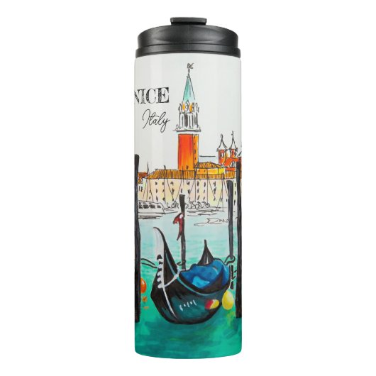 Italië Reis - waterverf VENICE souvenir Thermosbeker (Voorkant)