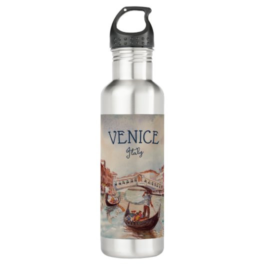 Italië Reis - waterverf VENICE souvenir Waterfles (Voorkant)