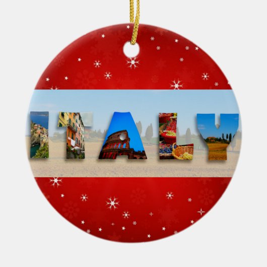 Italië Reisfoto's kerstsnowflake Keramisch Ornament (Voorkant)