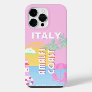 Italië Reiskunst, Amalfi Coast, Preppy, Roze iPhone 14 Pro Max Hoesje