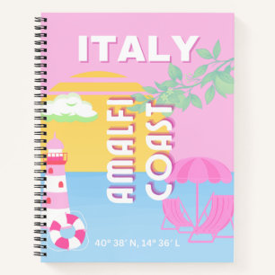 Italië Reiskunst, Amalfi Coast, Preppy, Roze Notitieboek
