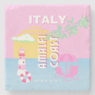 Italië Reiskunst, Amalfi Coast, Preppy, Roze Stenen Onderzetter