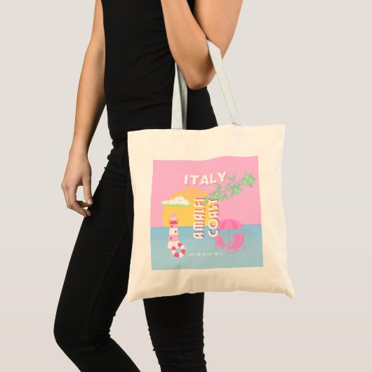Italië Reiskunst, Amalfi Coast, Preppy, Roze Tote Bag (Voorkant (product))