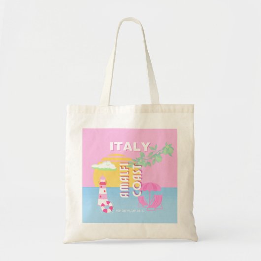 Italië Reiskunst, Amalfi Coast, Preppy, Roze Tote Bag (Voorkant)