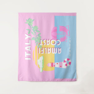 Italië Reiskunst, Amalfi Coast, Preppy, Roze Wandkleed