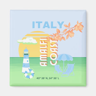 Italië Reiskunst, Amalfikust, Preppy, Blauw Magneet